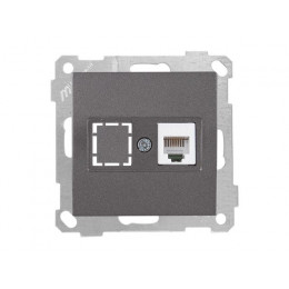 Розетка телефонная 1хRJ12 (скрытая, без рамки) дымчаиая, DARIA, MUTLUSAN