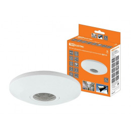 Датчик движения  потолочный  ДДП-05 2000Вт, 10-900с, 6м , 3+Лк, 120(сбоку)+360(сверху)гр IP20, TDM