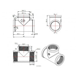 Тройник 3/4" вн.-вн.-вн., AV Engineering (инд. упак.)