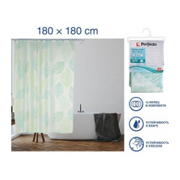 Шторка для ванной (12 колец в комплекте), 180x180 см, Secret, листья, PERFECTO LINEA