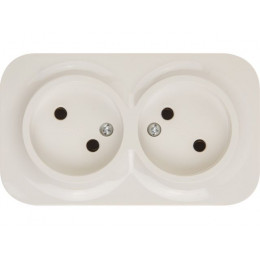 Розетка 2-ая (открытая, б/з) бежевая, Bailly, LEIDEN ELECTRIC
