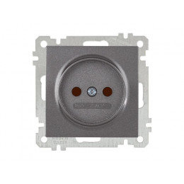 Розетка 1-ая (скрытая, без рамки, б/з, шторки) дымчатая, DARIA, MUTLUSAN