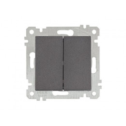 Выключатель 2-клав. (скрытый, без рамки, винт. зажим) дымчатый, RITA, MUTLUSAN