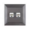 Розетка компьютерная 2xRJ45 (Cat5e, скрытая) дымчатая, DARIA, MUTLUSAN