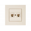 Розетка телефонная 2хRJ12 (скрытая) кремовая, RITA, MUTLUSAN