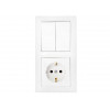 Блок выкл. 2 клав. + розетка (скрытая, с/з) белая, Стиль, Bylectrica
