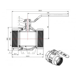 Кран шаровый 2" вн.-вн. ручка PN25, AV Engineering