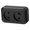 Розетка 2-ая (открытая, б/з) черная, Стандарт, Юпитер