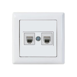 Розетка телефонная 2хRJ12 (скрытая) белая, DARIA, MUTLUSAN