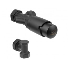 Комплект кранов осевой 1/2" для радиатора Черный, AV Engineering (инд. упак.)