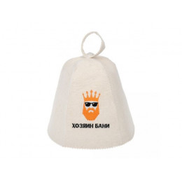 Шапка для бани и сауны с вышивкой "Хозяин бани", войлок, "Банные штучки"