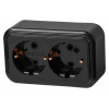 Розетка 2-ая (открытая, с/з) черная, Стандарт, Юпитер