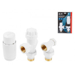 Комплект кранов осевой 1/2" для радиатора Белый, AV Engineering (инд. упак.)