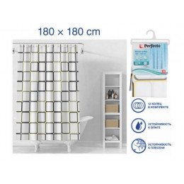Шторка для ванной (12 колец в комплекте), 180x180 см, Secret, графика, PERFECTO LINEA