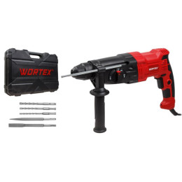 Перфоратор WORTEX RH 2621 в чем. + (2 зубила, 3 сверла) 800 Вт, 2.6 Дж, 3 реж., SDS-plus, Vario-Lock