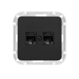 Розетка 2-ая компьютерная (скрытая) карбон Astrum, BYLECTRICA