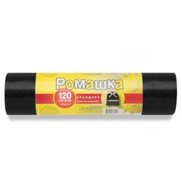 Мешки для мусора с завязками, 120 л, 10 шт, "Стандарт", черные, РОМАШКА