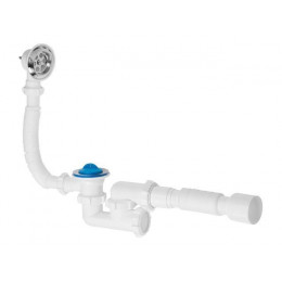 Сифон для ванны с выпуском и переливом, с гибкой трубой 40х50, AV Engineering