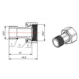 Узел присоединительный DN-15 х 37 (2 шт. в уп) AV Engineering