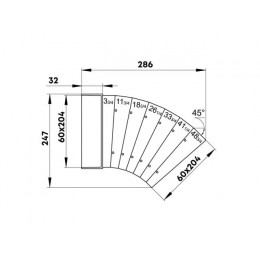 Колено воздуховода 82810 горизонт. универс. 60х204мм ZERNBERG