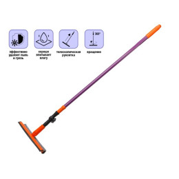 Швабра для мытья окон 1.5м, губчатая, с крепежным колесом с винтом, Быстро-чисто, PERFECTO LINEA