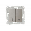 Выключатель проходной 2-клав. (скрытый, без рамки, пруж. зажим) титан, RITA, MUTLUSAN