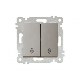 Выключатель проходной 2-клав. (скрытый, без рамки, пруж. зажим) титан, RITA, MUTLUSAN
