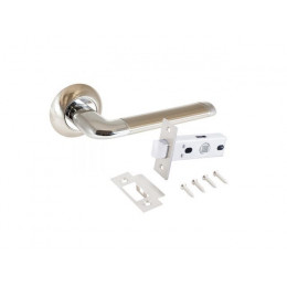 Комплект ручка и защелка АЛЛЮР АРТ "ПОЛО" SN/CP+L45-8 SN (1582/S45) мат.никель/хром  (20) (компл)