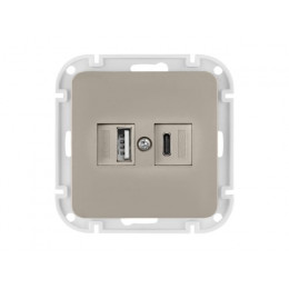 Розетка с двумя USB-разъемами (скрытая, узел) песочная, Astrum BYLECTRICA