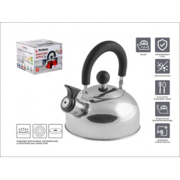 Чайник со свистком, нержавеющая сталь, 1.5 л, серия Holiday,  серебристый металлик, PERFECTO LINEA