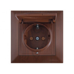 Розетка 1-ая (скрытая, с/з, шторки,с крышкой) орех, DARIA, MUTLUSAN