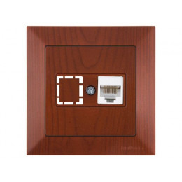 Розетка компьютерная 1xRJ45 (Cat5e, скрытая) вишня, DARIA, MUTLUSAN