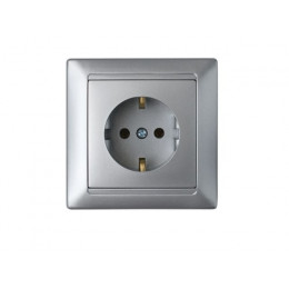 Розетка 1-ая (скрытая, с/з) серебро, Стиль, BYLECTRICA