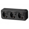 Розетка 3-ая (открытая, с/з) черная, Стандарт, Юпитер