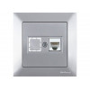 Розетка компьютерная 1xRJ45 (Cat5e, скрытая) серебро, DARIA, MUTLUSAN