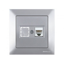 Розетка компьютерная 1xRJ45 (Cat5e, скрытая) серебро, DARIA, MUTLUSAN