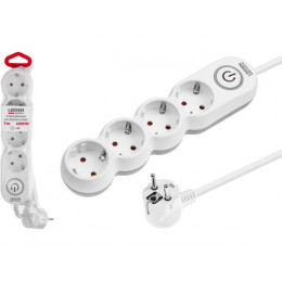 Удлинитель 7м (4 роз., 2,2кВт, с/з, выкл, ПВС 3х1,00) LEIDEN ELECTRIC