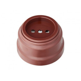 Розетка 1-ая (открытая, б/з) коричневая, Ретро, BYLECTRICA