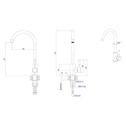 Смеситель для кухни (SUS 304) D35, серия ZAR AV Engineering