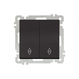 Выключатель проходной 2-клав. (скрытый, без рамки, пруж. зажим) черный, DARIA, MUTLUSAN