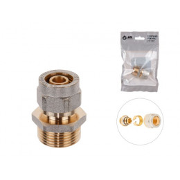 Ниппель 16(2.0) х 3/4" нар. для труб PEX, AV Engineering (инд. упак.)