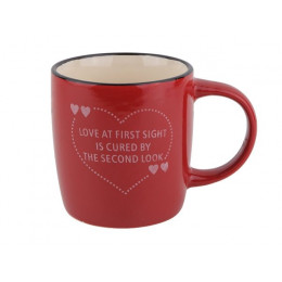 Кружка керамическая, 390 мл, Первый взгляд, бордовая, PERFECTO LINEA