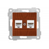 Розетка компьютерная 2xRJ45 (Cat6, скрытая, без рамки) вишня, RITA, MUTLUSAN
