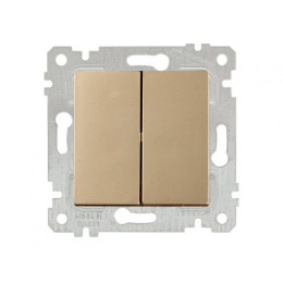 Выключатель 2-клав. (скрытый, без рамки, винт. зажим) золото, RITA, MUTLUSAN