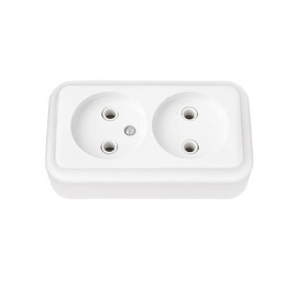Розетка 2-ая (открытая, б/з) белая, Пралеска, Bylectrica
