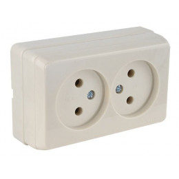 Розетка 2-ая (открытая, б/з, керамика) кремовая, BRON, MUTLUSAN