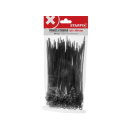 Хомут-стяжка с монтажным отверстием 3.6х150 мм черный (100 шт в уп.) STARFIX