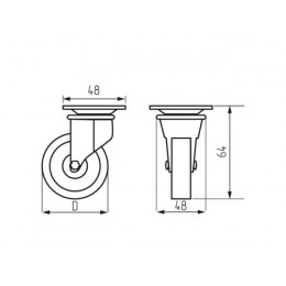 Опора колёсная d-50мм на площадке, резиновая STARFIX