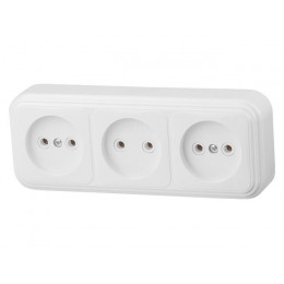 Розетка 3-ая (открытая, б/з) белая, Стандарт, Юпитер