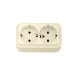 Розетка 2-ая (открытая, с/з) бежевая, Вариант, BYLECTRICA